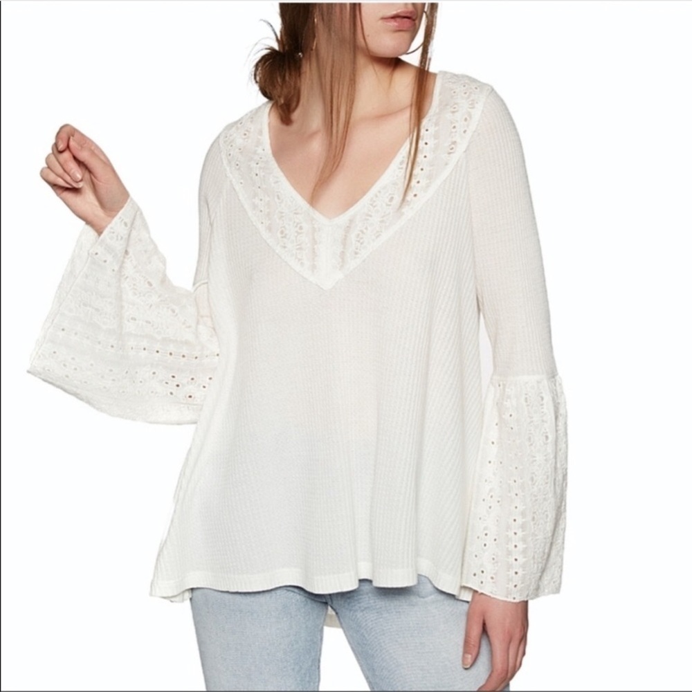 Free People Parisian Nights Ivory Top Size XS Women FLAWED